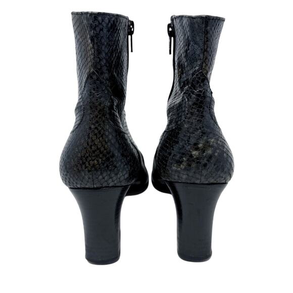 Vintage Y2K Nine West Gray Snake Print Leather Ankle Booties Women's 10 Side Zip - Picture 6 of 11